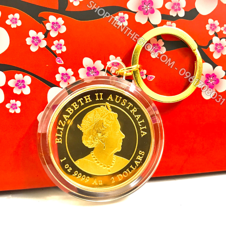 Móc Khóa Xu Úc Hình Con Mèo Vàng - SP005897